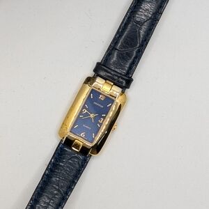 **5/$25**. Ladies Shiffon Quartz Watch navy blue leather and gold vintage